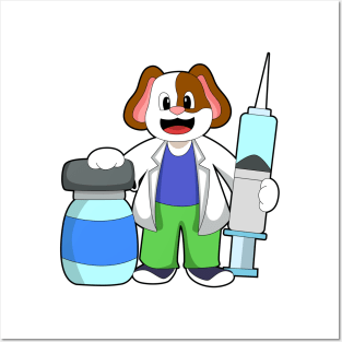 Dog as Doctor with Syringe Posters and Art